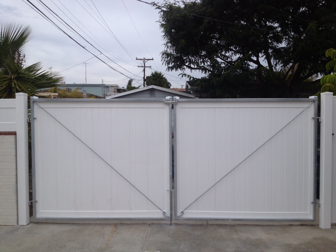 Steel frame for larger vinyl gates by Alpine Fence Company.